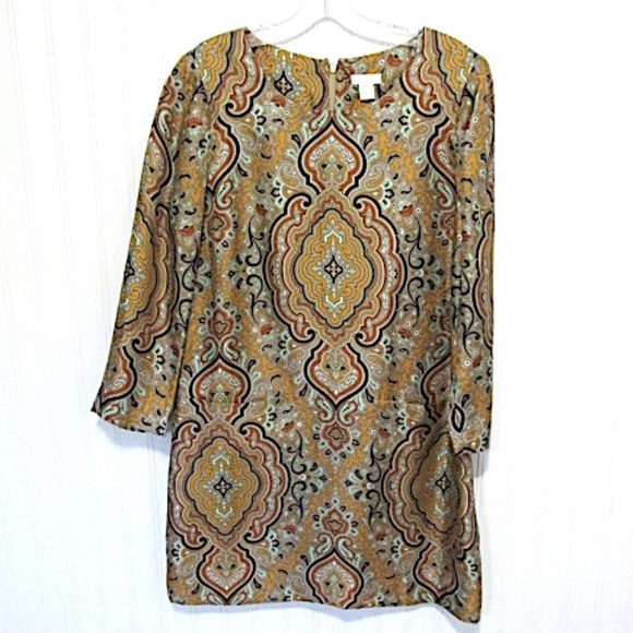VTG J.CREW Paisley Tunic Dress, Size 6 - Picture 1 of 7